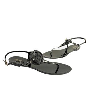 NEW DKNY Jordan Jelly T-strap Sandals Black Size 9